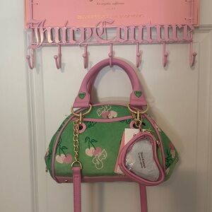 Juicy Couture Retro Cherry Pink and Green Satchel